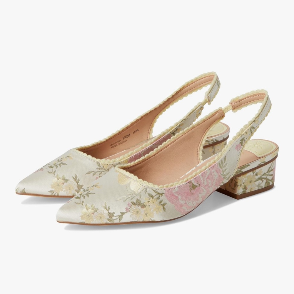 Chinese Laundry Floral Slingback Heels - Cream and Pink
